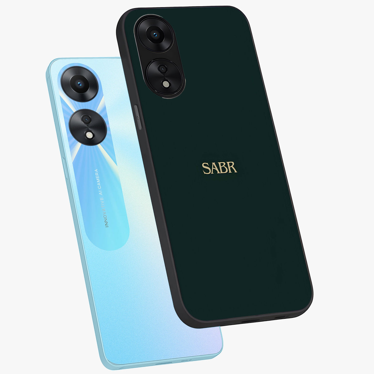 Sabr Minimal Patience Glass Case displayed in angled mockup highlighting simple inspirational design with clean aesthetic style.