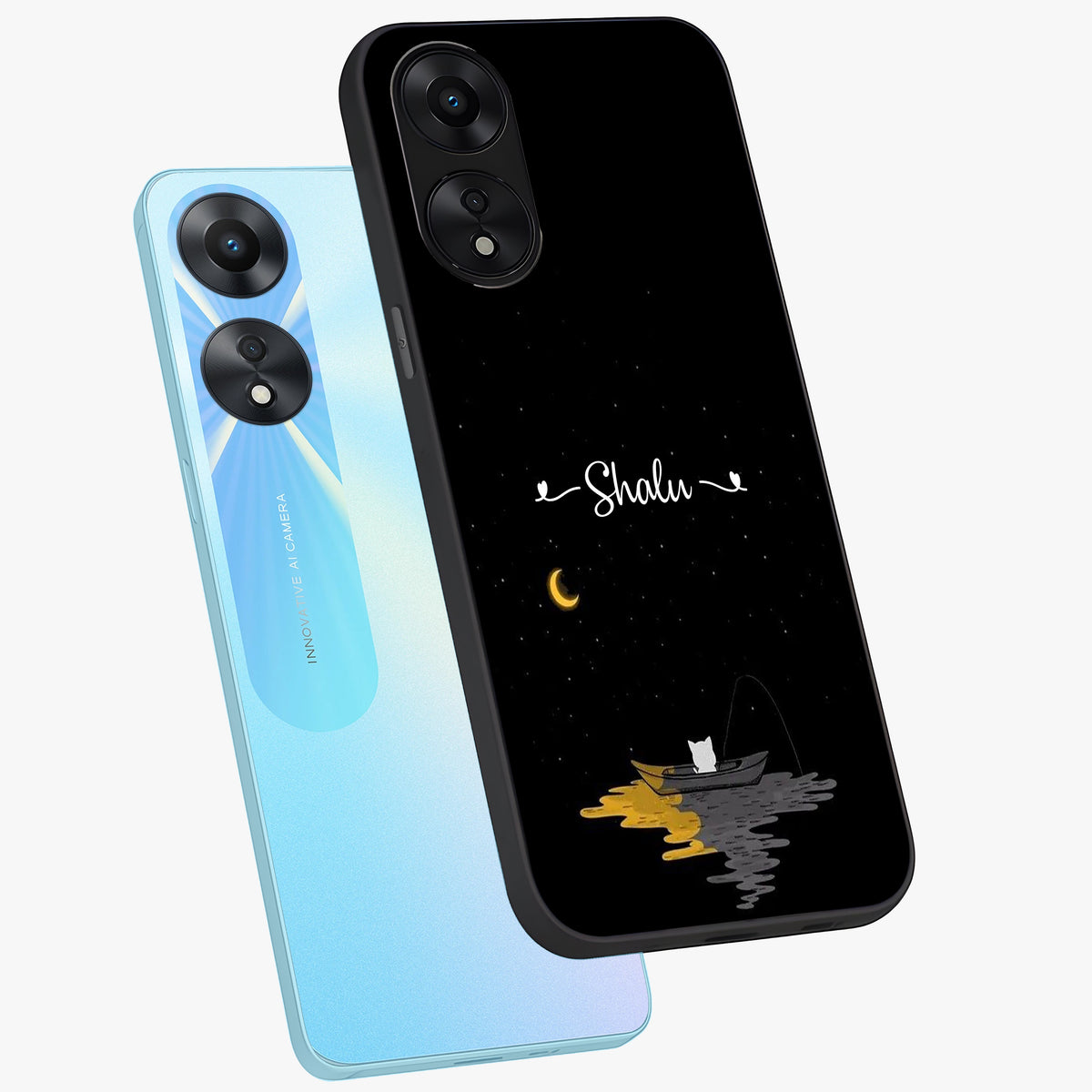 Silent Night Row Glass Case displayed in angled mockup highlighting peaceful evening design with dreamy night aesthetic.