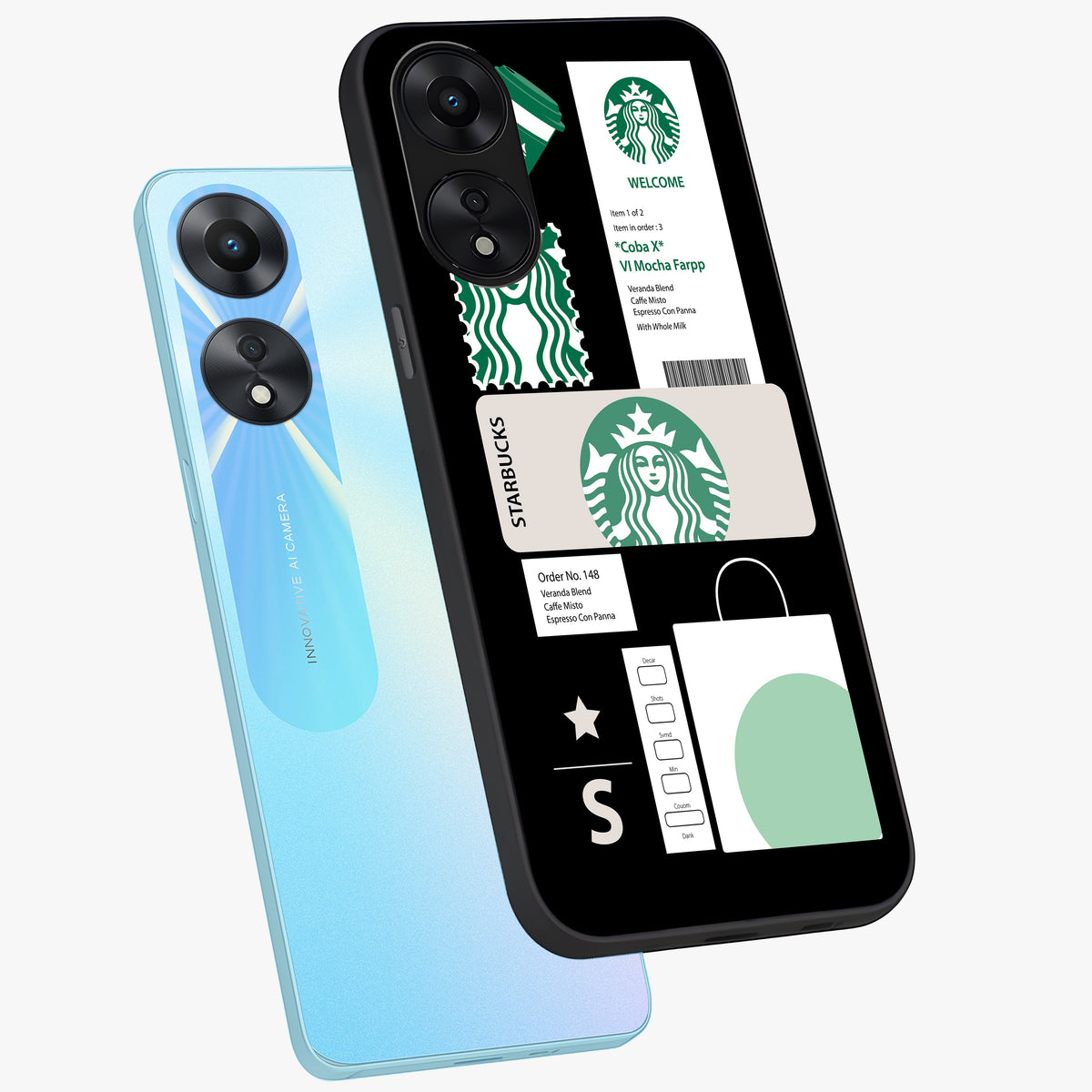 Starbucks Mocha Glass Case displayed in angled mockup highlighting stylish mocha themed design with cozy café aesthetic.