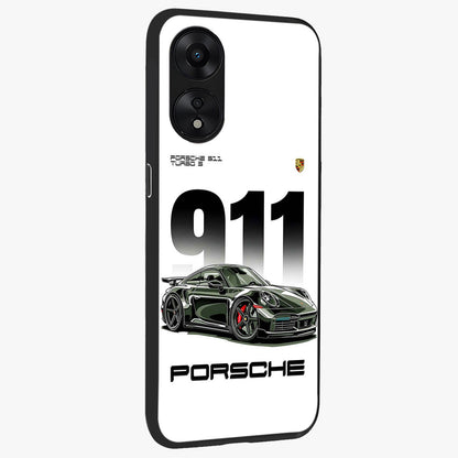 911 Turbo Dominance Glass Case upright perspective showcasing powerful racing design and modern automotive aesthetic.