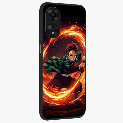 Blazing Sword Resolve Glass Case upright view showcasing dramatic warrior inspired artwork with intense visual style.