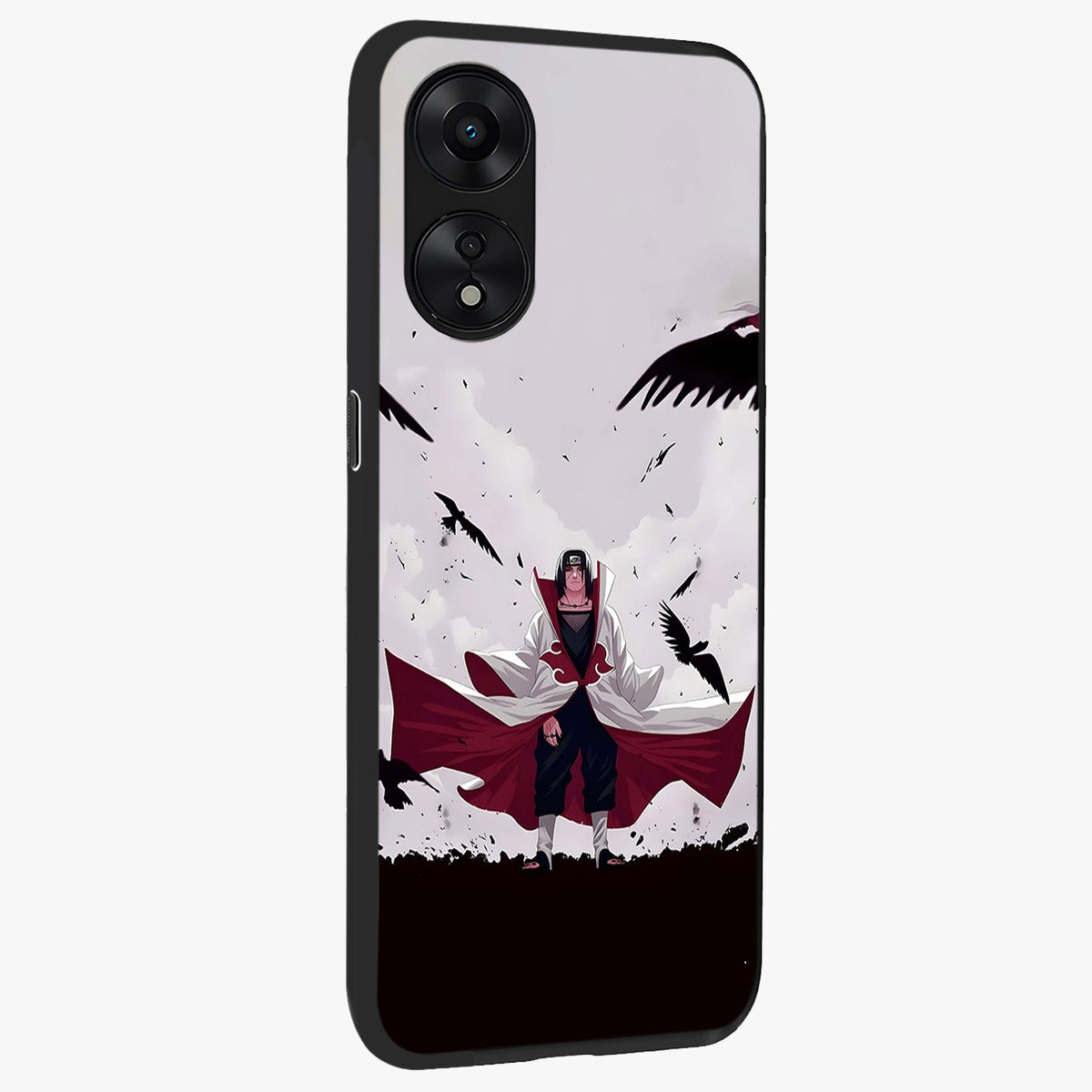 Crimson Crow Ascension Glass Case upright view showcasing dramatic crow artwork with bold gothic theme.