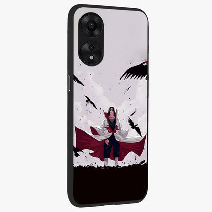 Crimson Crow Ascension Glass Case upright view showcasing dramatic crow artwork with bold gothic theme.