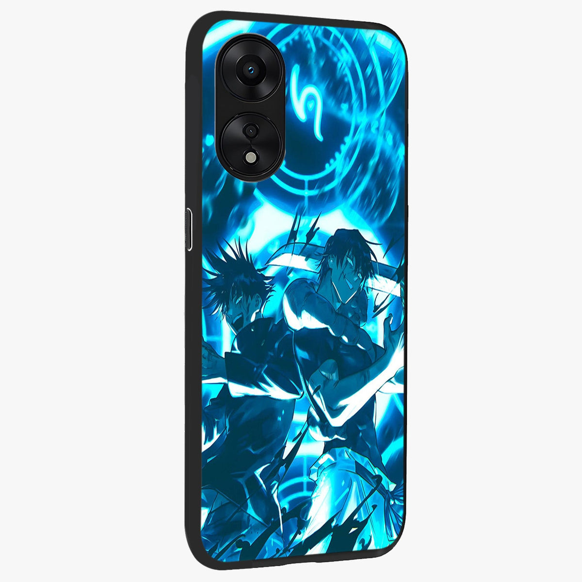 Cursed Energy Clash Glass Case upright view showcasing dramatic clash artwork with bold supernatural theme.