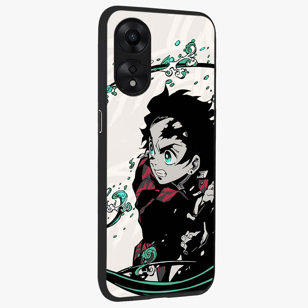 Demon Slayer Glass Case upright view showcasing powerful anime artwork with intense warrior theme.