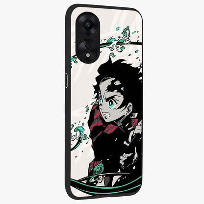 Demon Slayer Glass Case upright view showcasing powerful anime artwork with intense warrior theme.