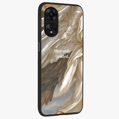 Divine Winged Grace Glass Case upright view showcasing spiritual wing artwork with soft celestial theme.