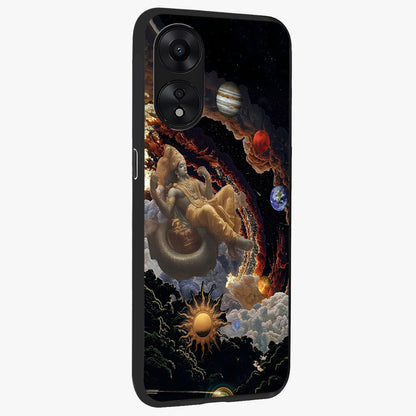 Galactic Divine God Glass Case upright view showcasing mystical divine artwork with dramatic cosmic theme.