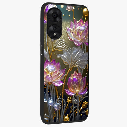 Golden Floral Majesty Glass Case upright view showcasing majestic floral artwork with rich decorative theme.