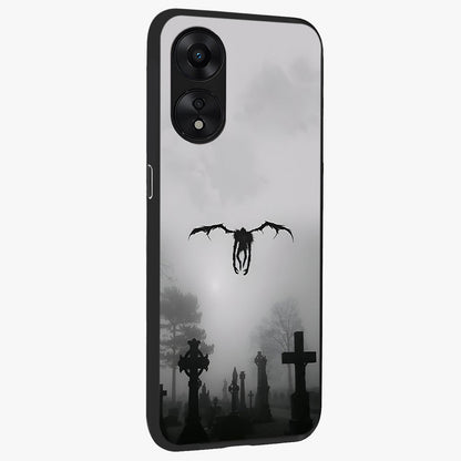 Graveyard Shadow Descent Glass Case upright view showcasing haunting graveyard artwork with dramatic dark theme.