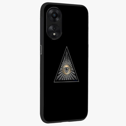 Illuminati Evil Glass Case upright view showcasing striking illuminati artwork with mysterious symbolic theme.