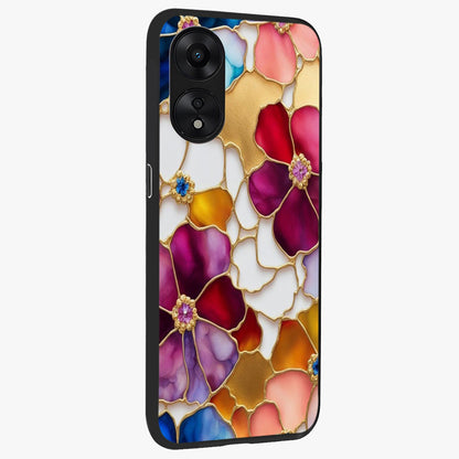 Marble Flower Pattern Glass Case upright view showcasing decorative marble flower artwork with refined style.