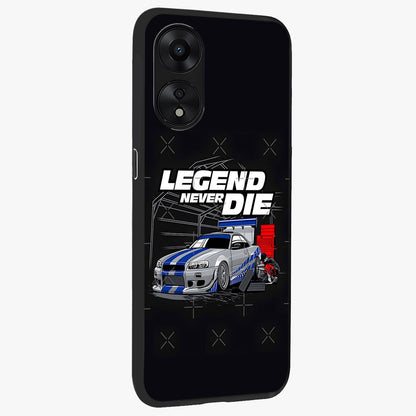 Midnight Racing Legacy Glass Case upright view showcasing powerful racing artwork with modern sports theme.