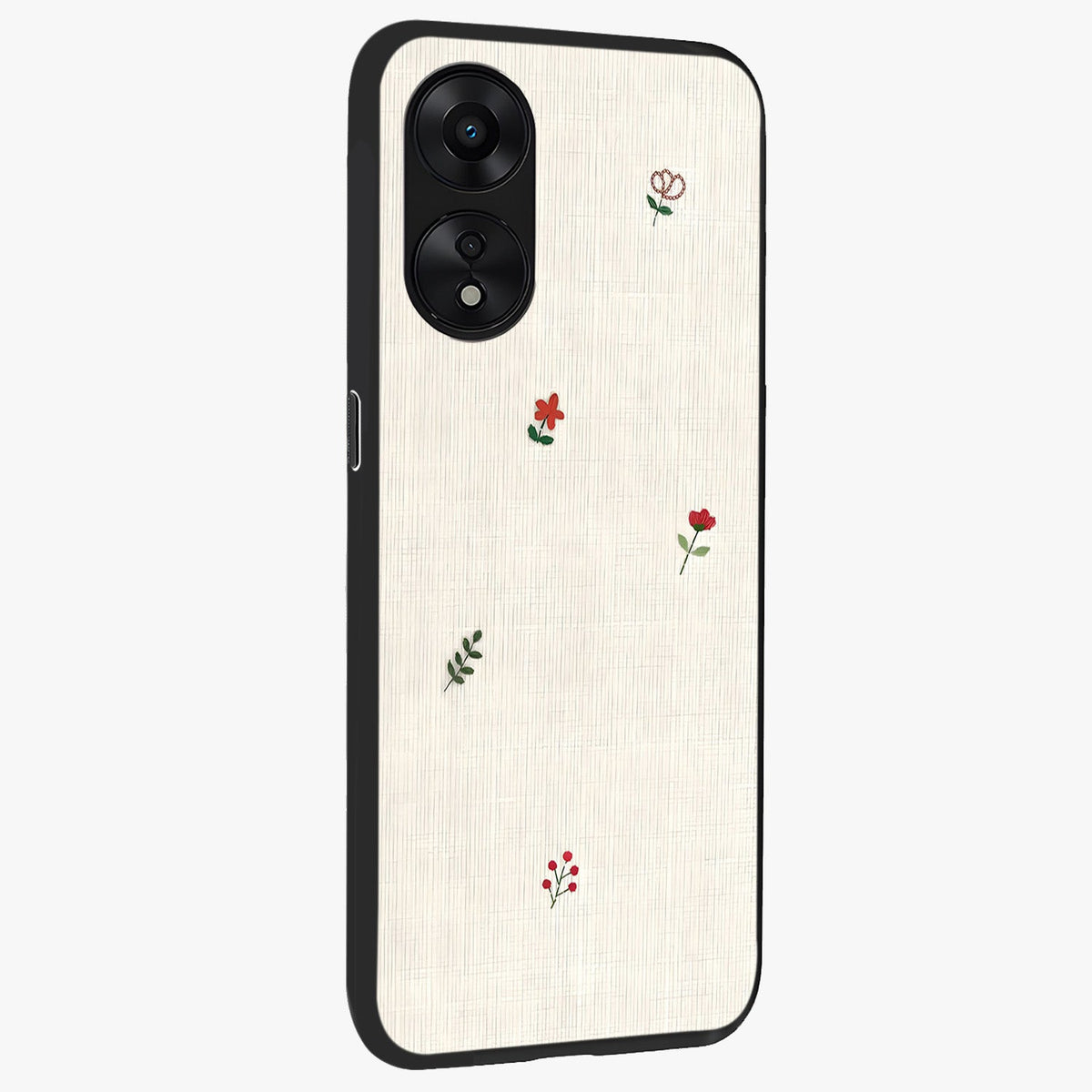 Minimalistic Blue With White Flower Pattern Glass Case upright view showcasing clean white flower artwork with calming blue theme.