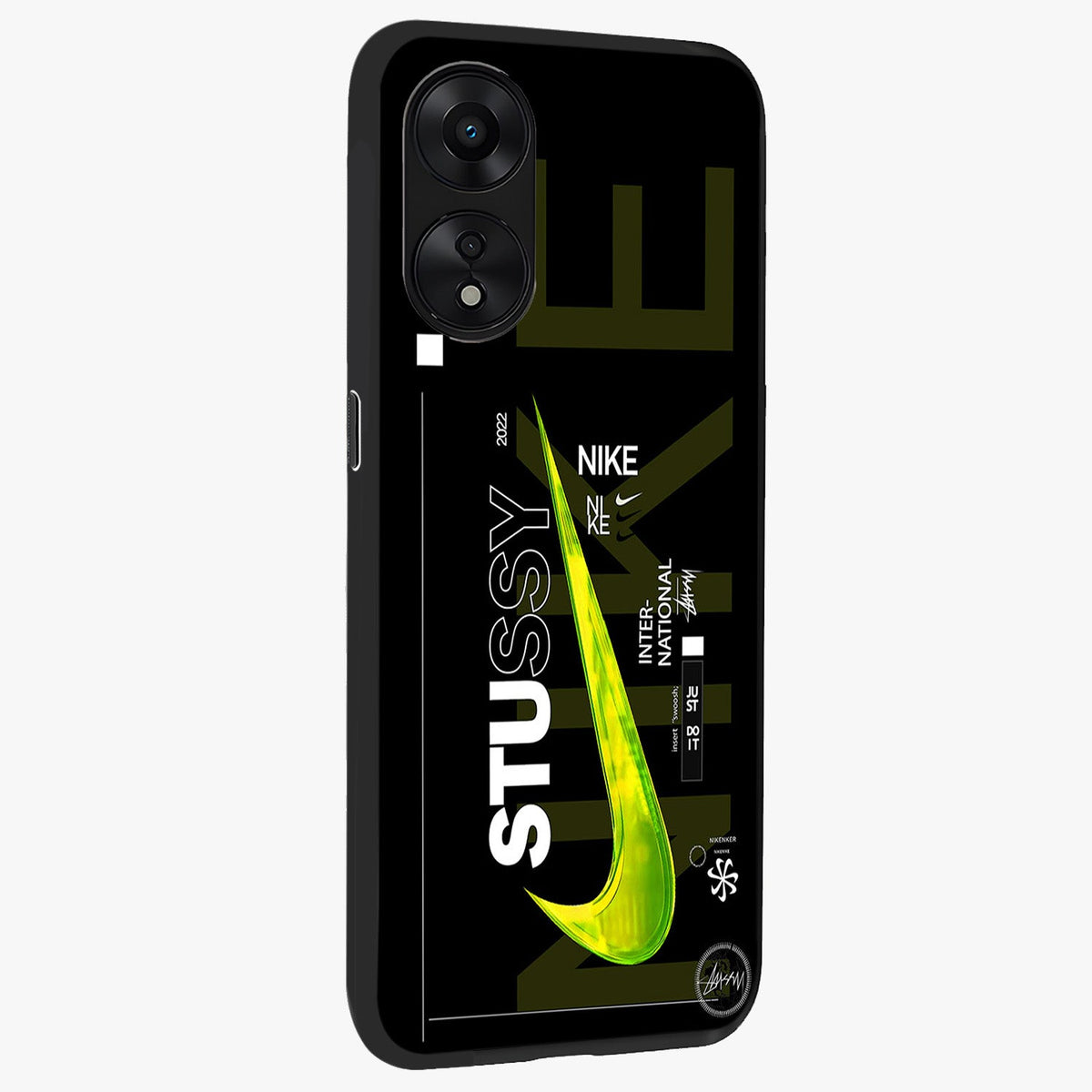 Neon Street Edition Glass Case upright view showcasing colorful neon artwork with modern street culture theme.