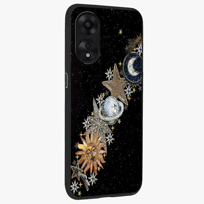 Pearls Universe Object Glass Case upright view showcasing decorative pearl themed artwork with cosmic elegance.