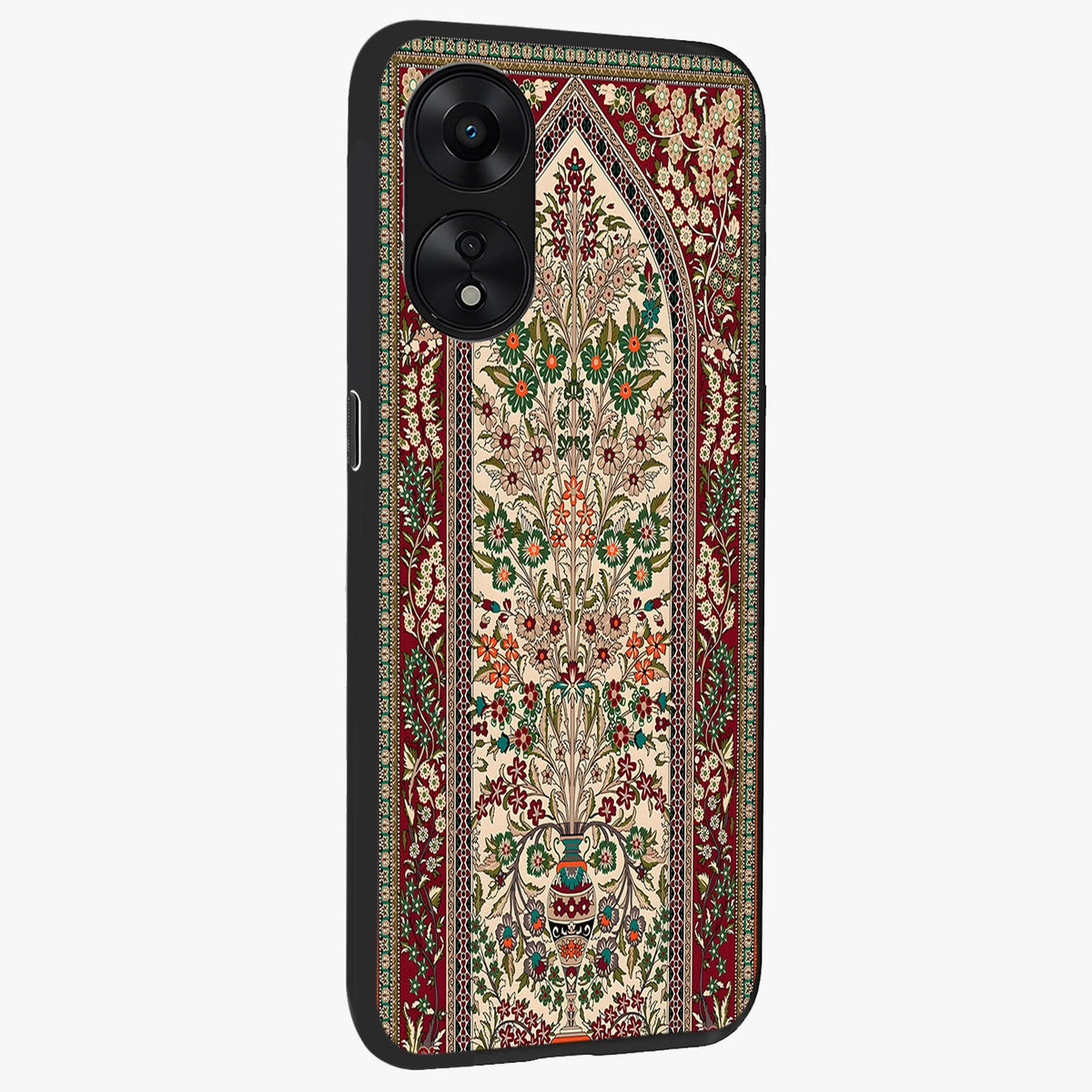 Persian Inspired Glass Case upright view showcasing decorative Persian artwork with rich heritage theme.