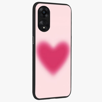 Pink Aura Heart Glass Case upright view showcasing romantic heart artwork with soft pastel theme.