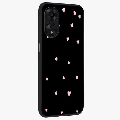 Pink Love Drops Glass Case upright view showcasing charming heart drop artwork with romantic playful theme.