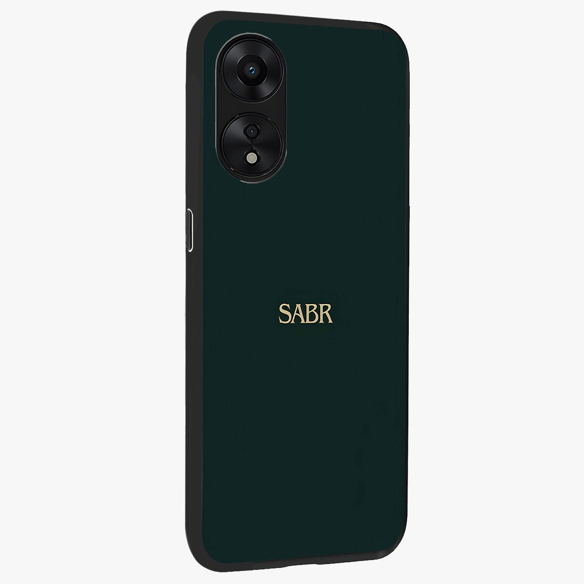 Sabr Minimal Patience Glass Case upright view showcasing calm minimalist artwork with motivational patience theme.