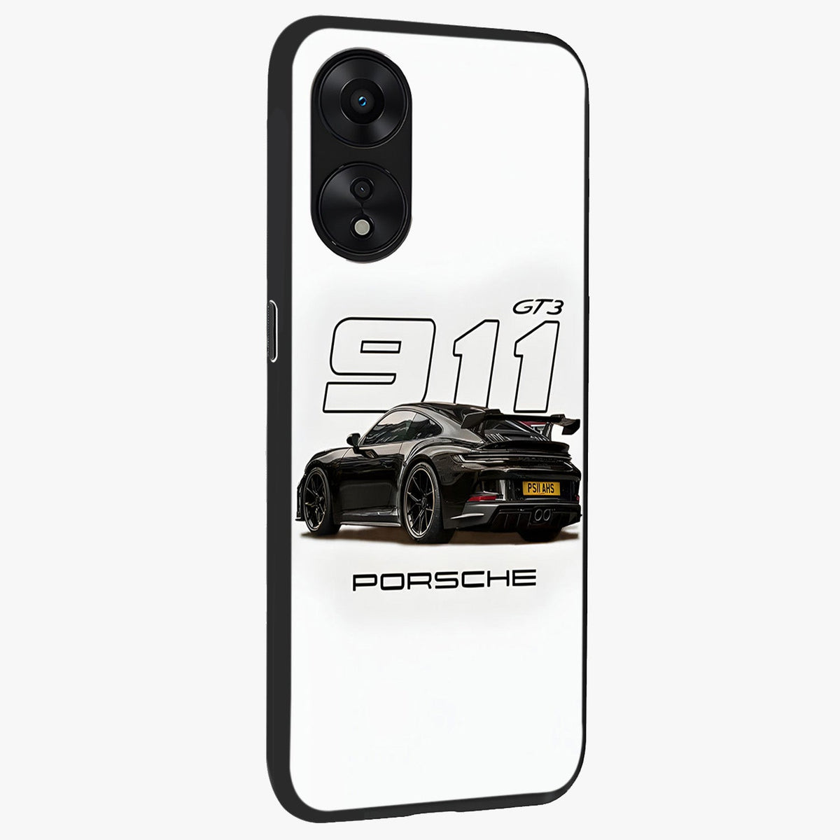 Turbo Legacy Icon Glass Case upright view showcasing bold racing inspired artwork with classic car theme.