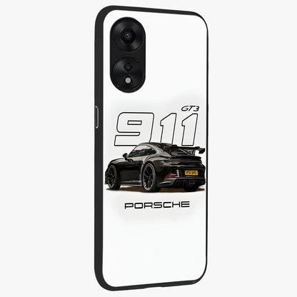 Turbo Legacy Icon Glass Case upright view showcasing bold racing inspired artwork with classic car theme.