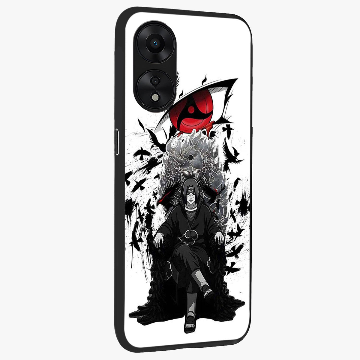 Uchiha Shadow Throne Glass Case upright view showcasing magical underwater galaxy artwork with vibrant cosmic theme.