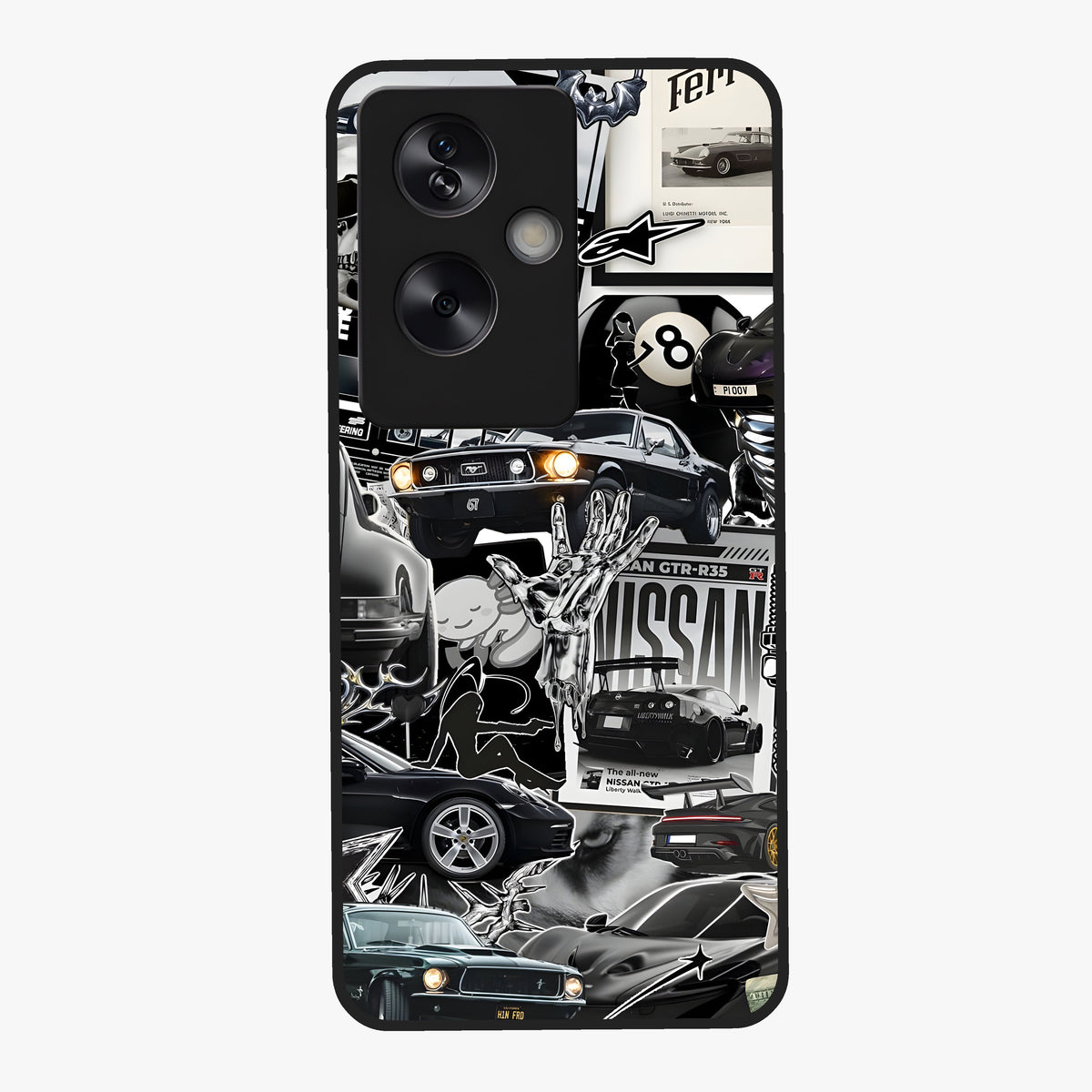 Aesthetic Dark Love Glass Case showing flat back view with dark romantic artwork and glossy glass finish.