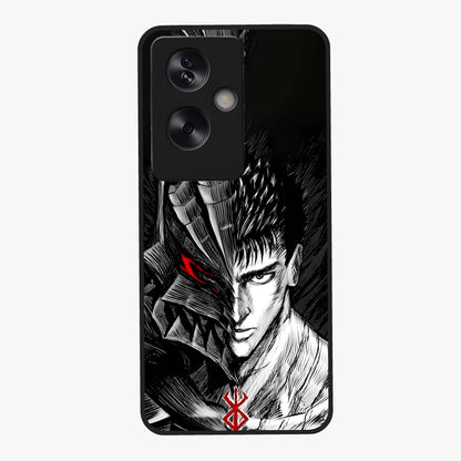 Berserker Blood Oath Glass Case showing flat back view with fierce warrior inspired artwork and glossy glass finish.