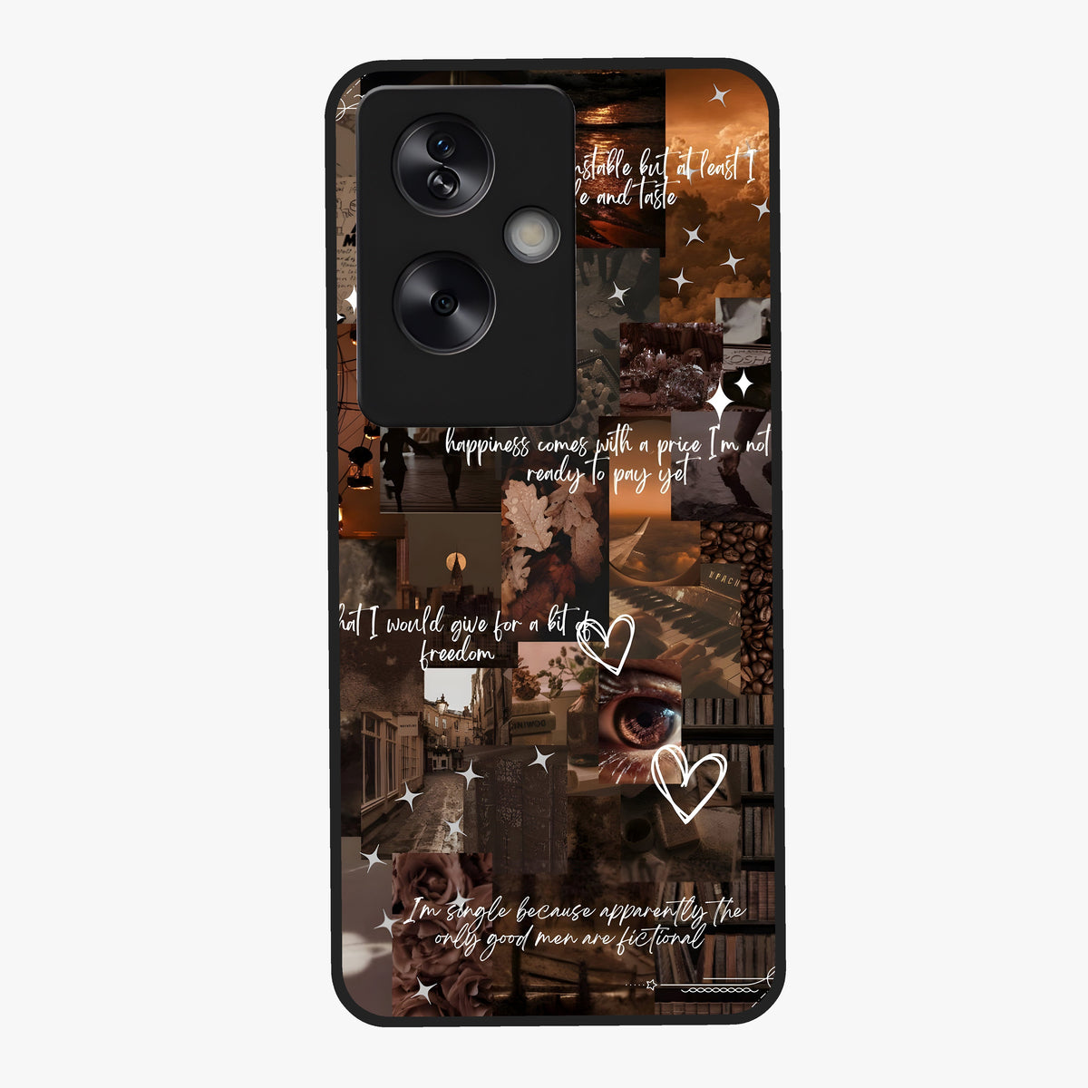 Bittersweet Aesthetic Chaos Glass Case showing flat back view with artistic chaotic aesthetic design and glossy glass finish.