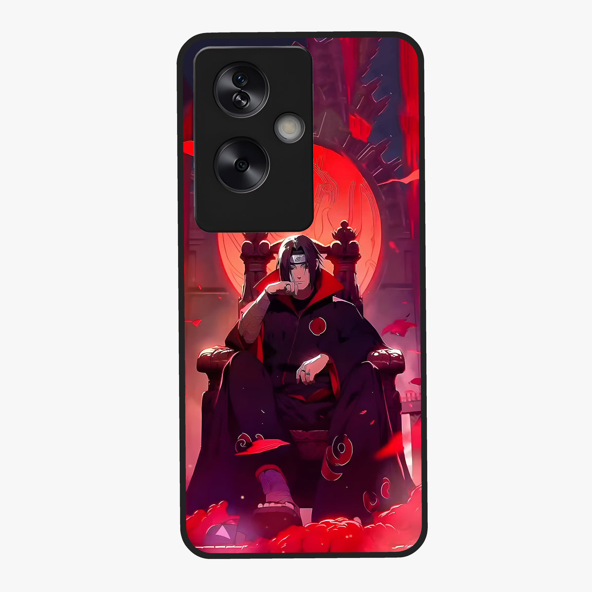 Blood Moon Sovereign Glass Case showing flat back view with mystical blood moon artwork and glossy glass finish.