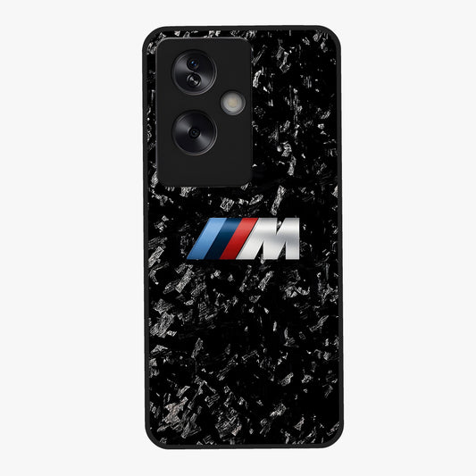 Carbon Speed Mark Glass Case showing flat back view with sporty carbon pattern artwork and glossy glass finish.