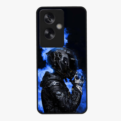 Cyber Sentinel Protocol Glass Case showing flat back view with futuristic cyber themed artwork and glossy glass finish.