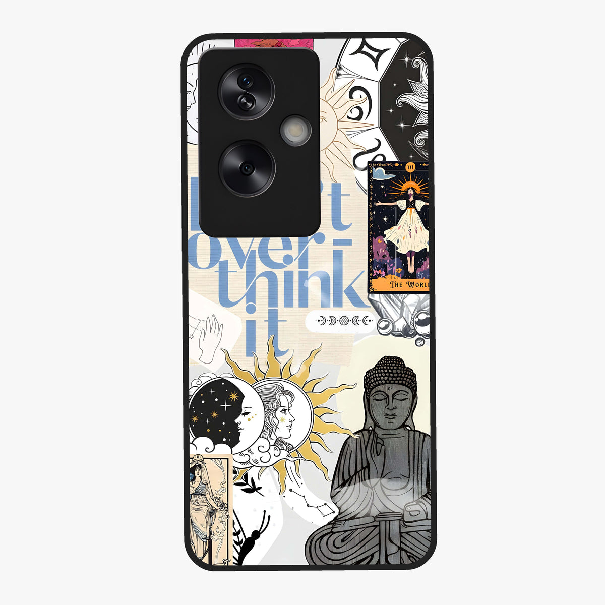Ethereal Thoughts Glass Case showing flat back view with dreamy artistic artwork and glossy glass finish.