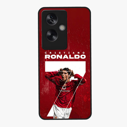 Goal Celebration Legacy Glass Case showing flat back view with football celebration inspired artwork and glossy glass finish.