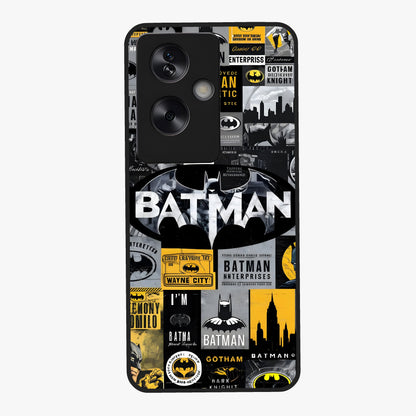 Knight Gotham Rise Glass Case showing flat back view with dark hero inspired artwork and glossy glass finish.