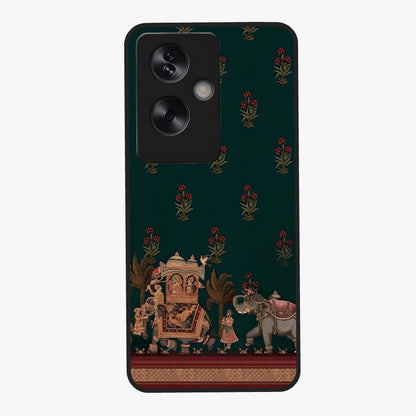 Macmerise Glass Case showing flat back view with stylish modern artwork and glossy glass finish.