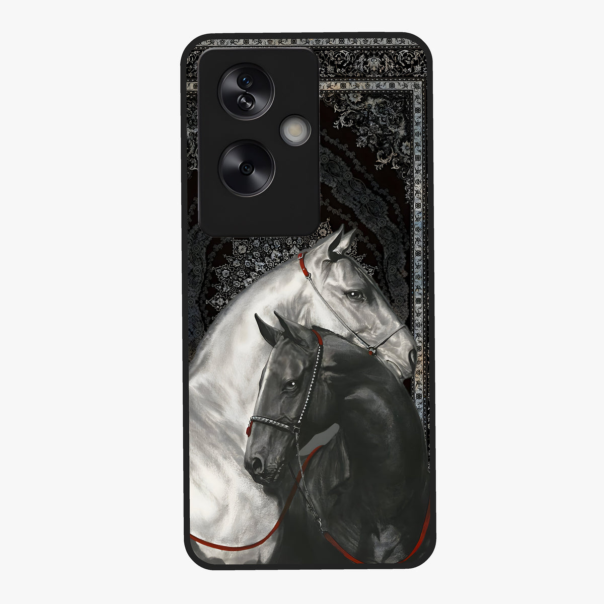 Majestic Ride Legacy Glass Case showing flat back view with powerful automotive inspired artwork and glossy glass finish.