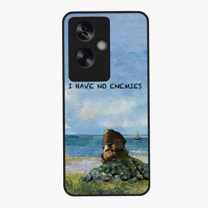Peace Beyond War Glass Case showing flat back view with symbolic peace themed artwork and glossy glass finish.