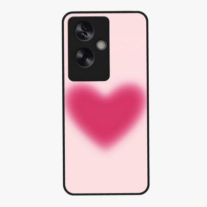 Pink Aura Heart Glass Case showing flat back view with glowing heart artwork and glossy glass finish.