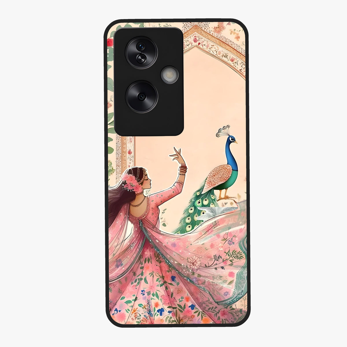Royal Grace Muse Glass Case showing flat back view with elegant artistic artwork and glossy glass finish.