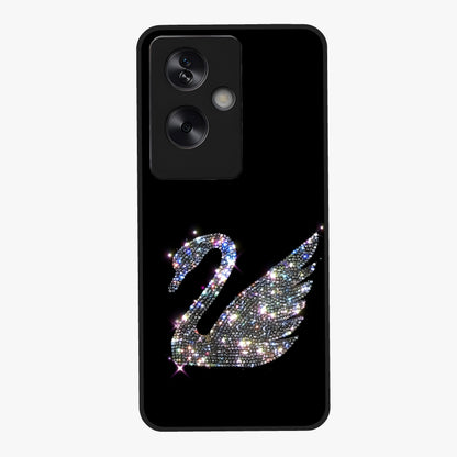 Starlit Swan Grace Glass Case showing flat back view with graceful swan artwork under starry sky and glossy glass finish.
