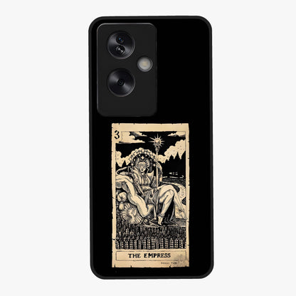 The Empress Glass Case showing flat back view with regal feminine artwork and glossy glass finish.