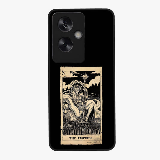 The Empress Glass Case showing flat back view with regal feminine artwork and glossy glass finish.