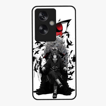 Uchiha Shadow Throne Glass Case showing flat back view with cosmic underwater themed artwork and glossy glass finish.