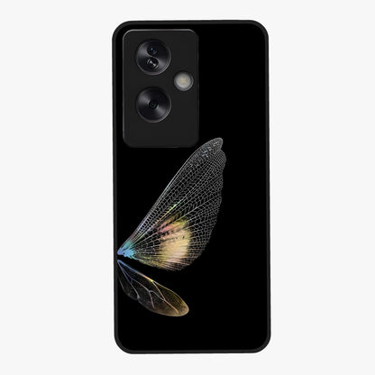 Whispers Of Wings Glass Case showing flat back view with graceful wing inspired artwork and glossy glass finish.