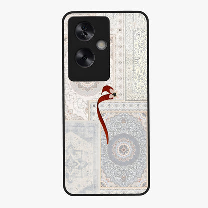 White Aesthetic Bow Glass Case showing flat back view with minimal bow artwork and glossy glass finish.