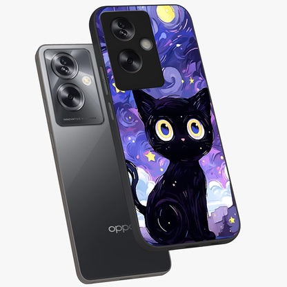 Abstract Cat Art Glass Case displayed in angled mockup highlighting modern abstract cat artwork and sleek glass surface.