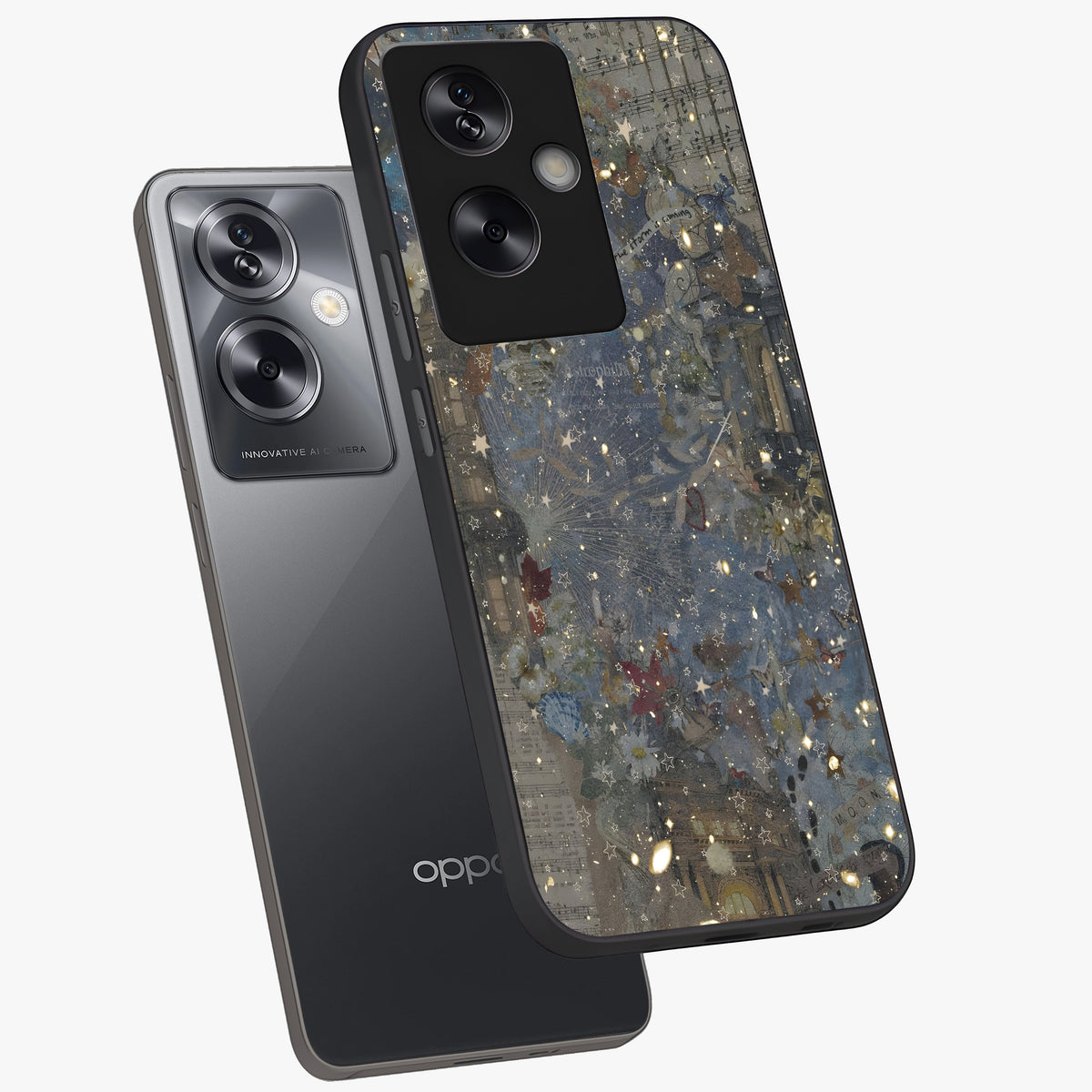Aesthetic Astrolophia Glass Case displayed in angled mockup highlighting artistic aesthetic elements and smooth glass surface.