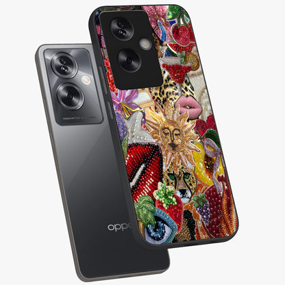 Beaded Fashion Jungle Glass Case displayed in angled mockup highlighting colorful fashion bead design and artistic pattern.